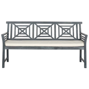 Safavieh Del Mar 3 Seat Bench - Ash Grey/Beige