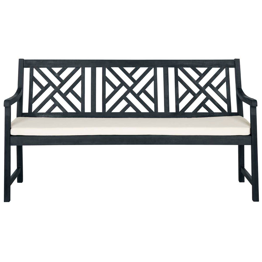 Safavieh Bradbury 3 Seat Bench - Dark Slate Grey/Beige