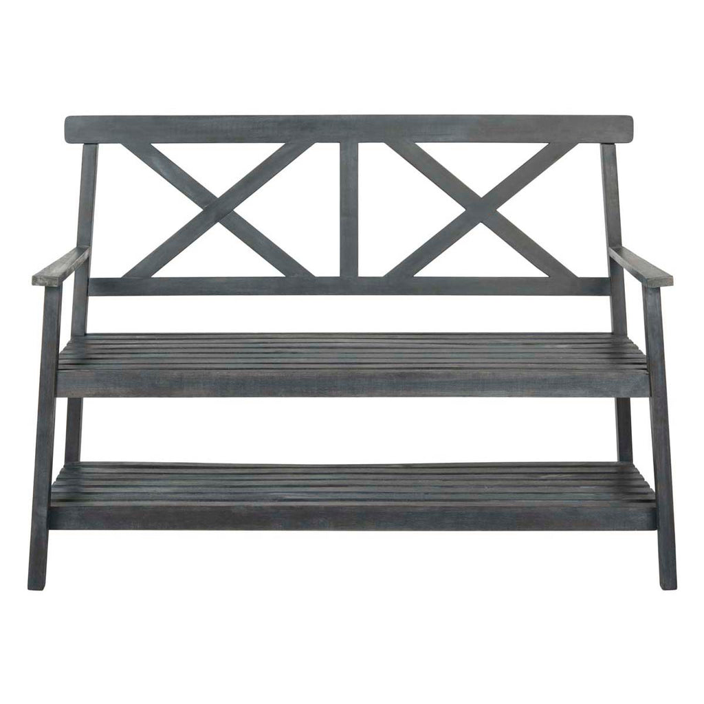 Safavieh Mayer 49.21-Inch W Outdoor Bench - Dark Slate Grey