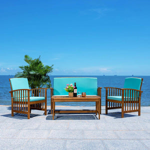 Safavieh Rocklin 4 Piece Outdoor Set - Natural / Aqua
