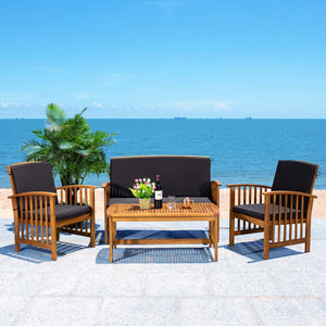 Safavieh Rocklin 4 Piece Outdoor Set - Natural / Black