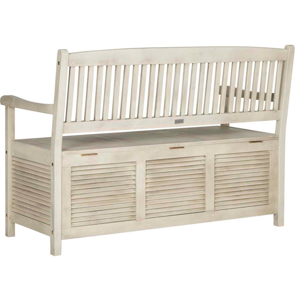 Safavieh Brisbane Storage Bench - Distressed White