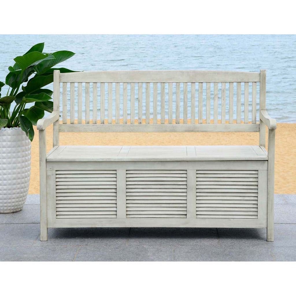 Safavieh Brisbane Storage Bench - Distressed White