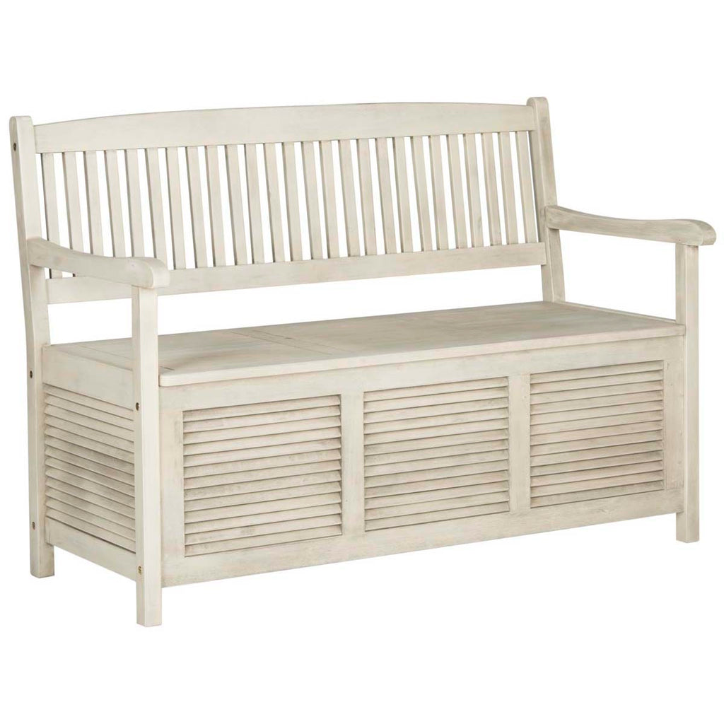 Safavieh Brisbane Storage Bench - Distressed White