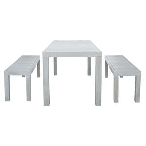 Safavieh Dario 3 Piece Dining Set With 59 Inch L Table And 2 Backless Benches - Grey
