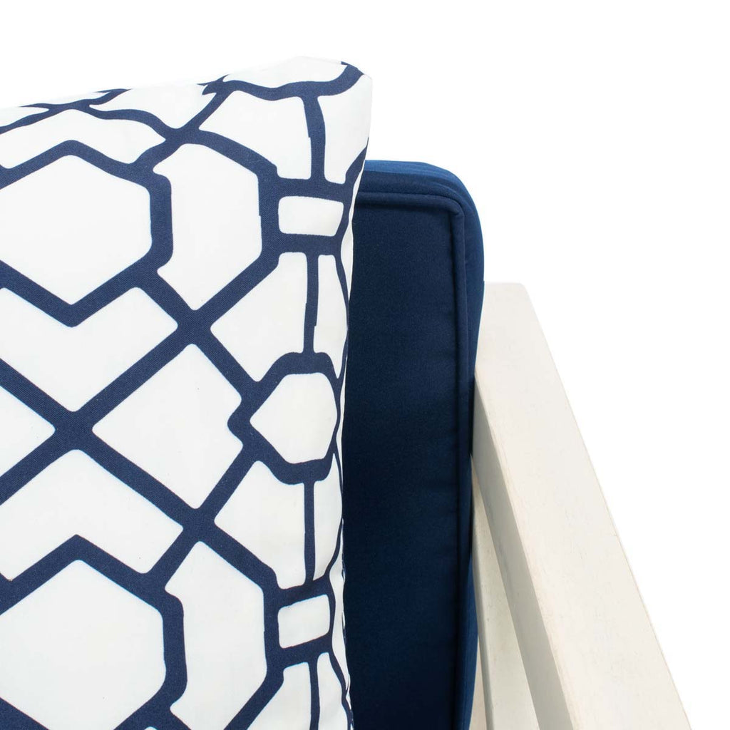 Safavieh Nunzio 4 Pc Outdoor Set With Accent Pillows - White / Navy