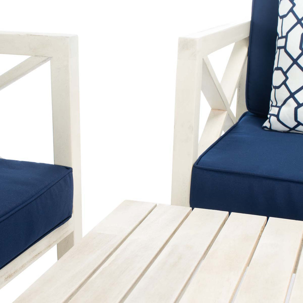 Safavieh Nunzio 4 Pc Outdoor Set With Accent Pillows - White / Navy