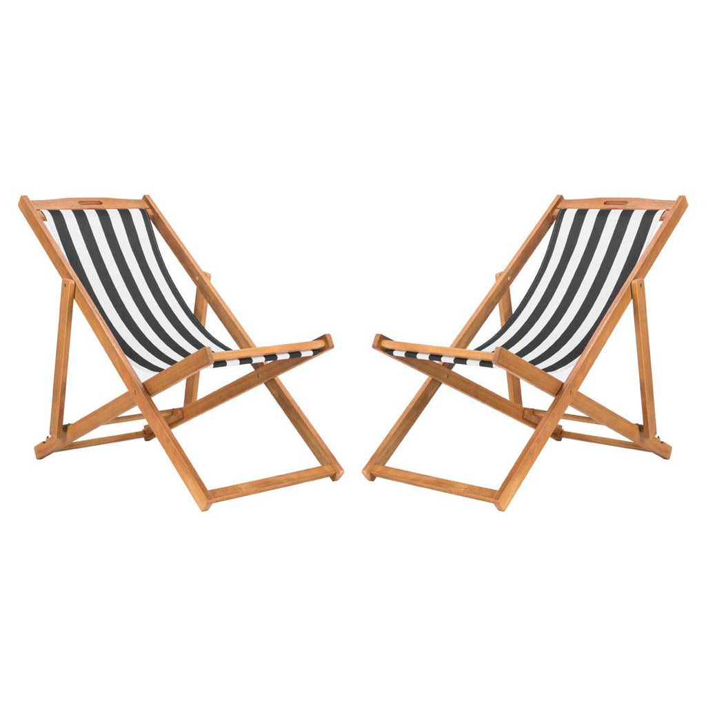 Safavieh Loren Foldable Sling Chair - Natural/Black/White (Set of 2)