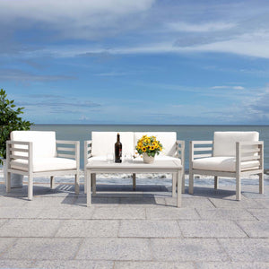 Safavieh Kinnell 4 Piece Outdoor Living Set - Grey / Beige