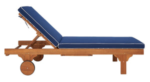 Newport Lounge Chair - Natural / Navy | Safavieh  - PAT7316B