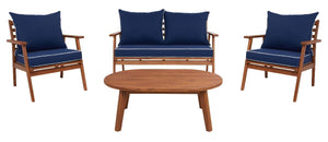 Safavieh Deacon 4 Pc Living Set - Natural / Navy