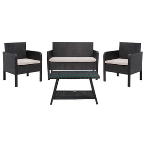 Safavieh Aboka 4Pc Living Set - Black / Light Grey