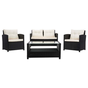 Safavieh Vellor 4Pc Living Set - Black/Beige