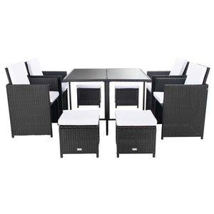 Safavieh Enerson Outdoor Dining Set - Black / White Cushion