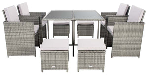 Safavieh Enerson Outdoor Dining Set - Grey / Grey Cushion