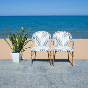 Safavieh California Armchair - White / Navy (Set of 2)