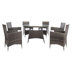 Safavieh Challe Dining Set - Grey Brown / White