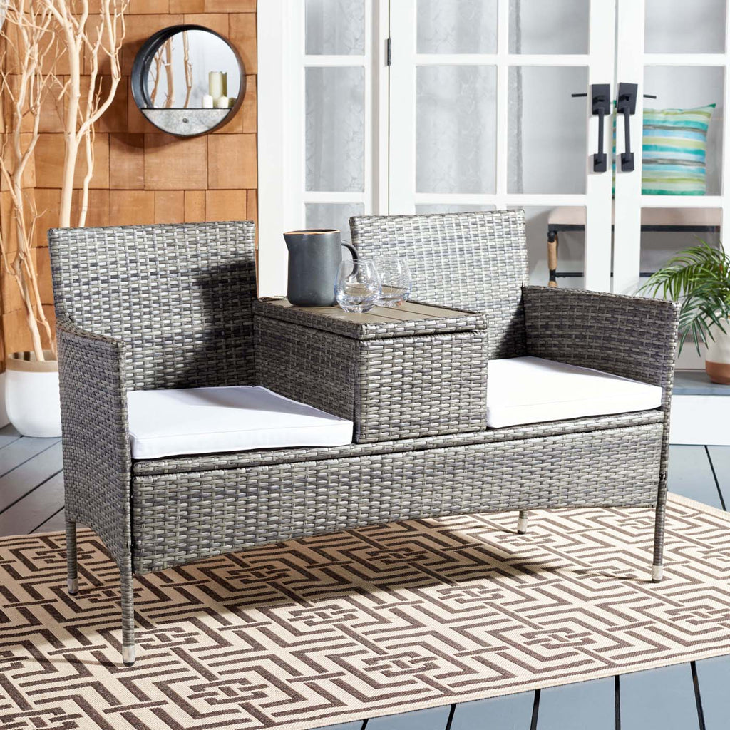 Safavieh Viora Loveseat - Grey Brown/White Cushion