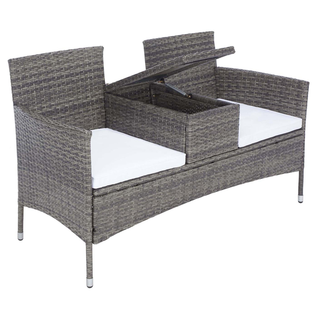 Safavieh Viora Loveseat - Grey Brown/White Cushion
