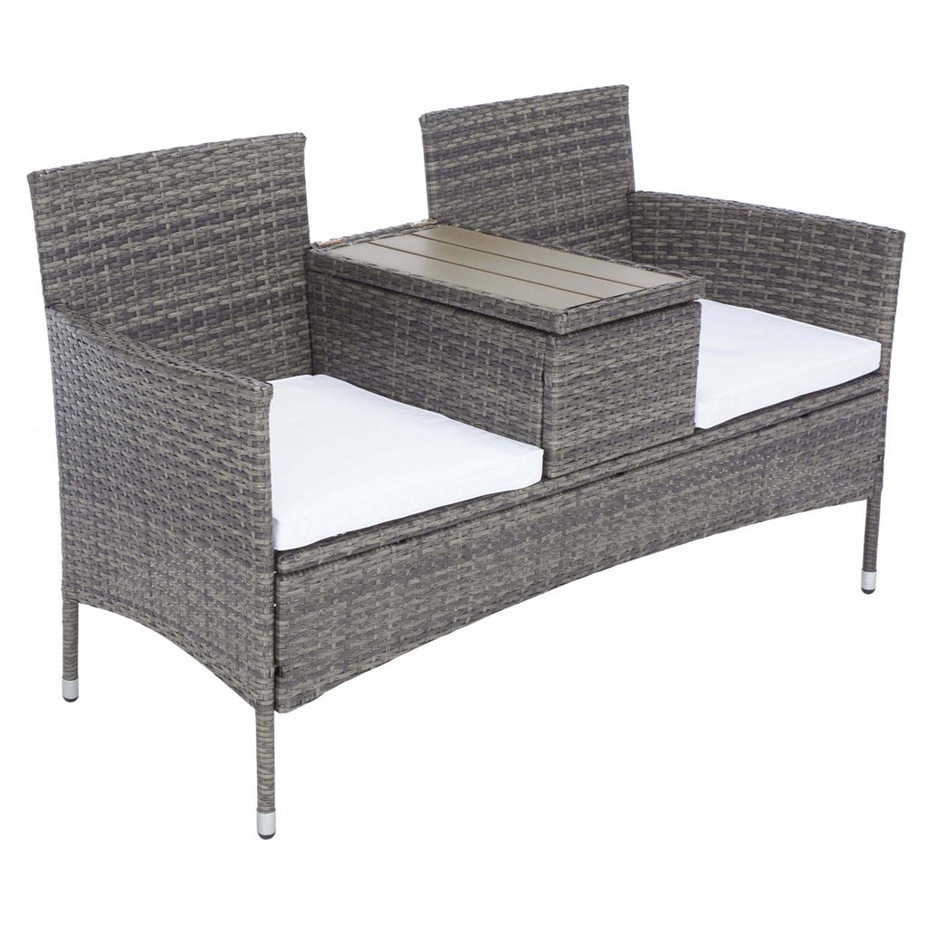 Safavieh Viora Loveseat - Grey Brown/White Cushion