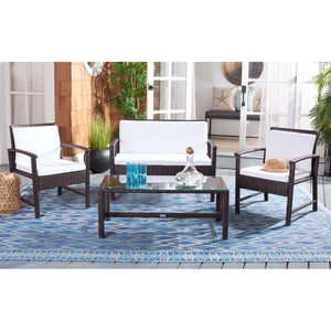 Safavieh Krissy Living Set - Brown/White Cushion