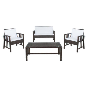 Safavieh Reslor 4 Pc Living Set - Brown/White Cushion
