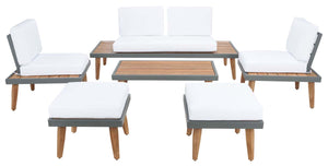 Safavieh Melbrook 6Pc Living Set/Black/White Cushion - Black/White