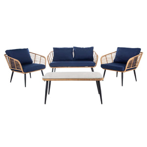 Safavieh Harrley 4Pc Living Set - Natural / Navy