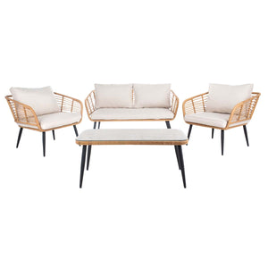 Safavieh Harrley 4Pc Living Set - Natural / Beige