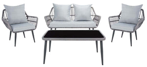 Safavieh Elsbeth 4Pc Living Set/Grey Rope/Grey Cushion - Grey Rope/Grey Cushion