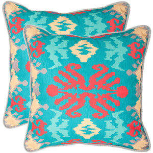 Safavieh Rye Pillow Aqua Red