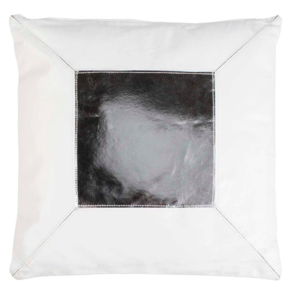 Safavieh Tinsley Cowhide 20X20 Pillow - White/Silver