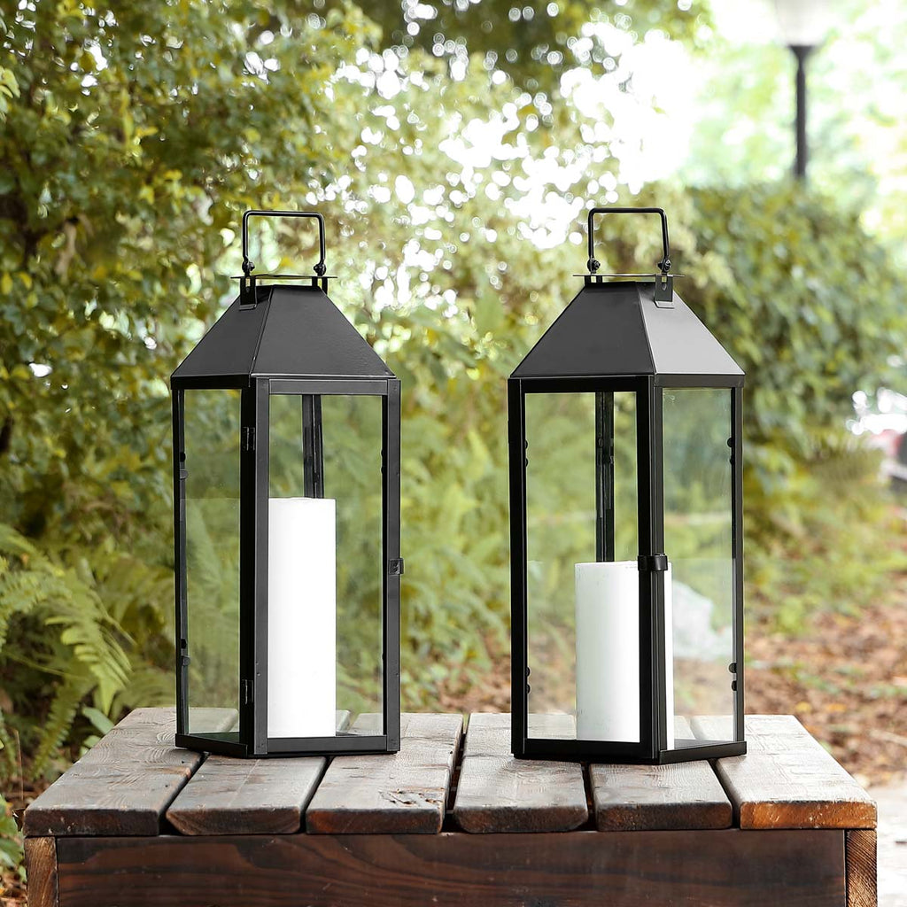 Safavieh Ruane Inch Lanterns (Set of 2) - Black / Clear