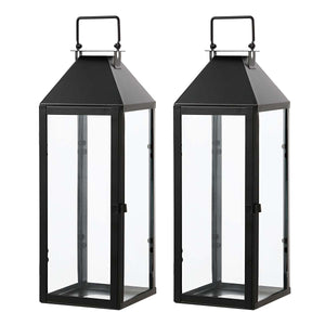 Safavieh Ruane Inch Lanterns (Set of 2) - Black / Clear
