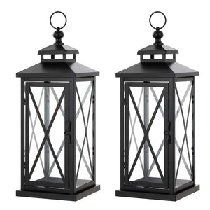 Safavieh Lirio Outdoor Lantern - Black / Clear (Set of 2)