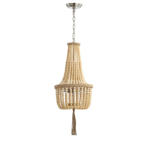 Safavieh Wynne Pendant-Brown Wooden Finish/Brush Nickel