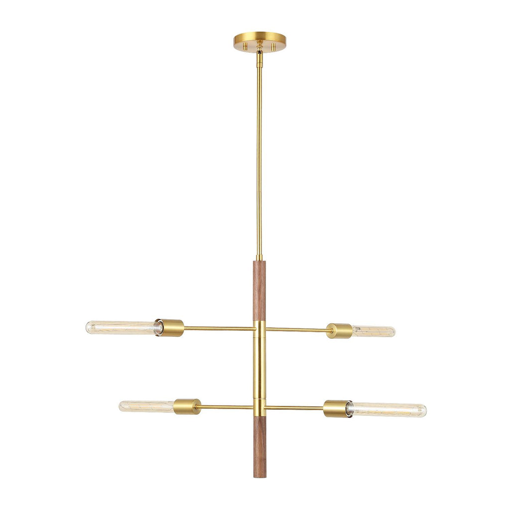 Safavieh Viceroy 4 Light Extendable Pendant - Brass / Walnut