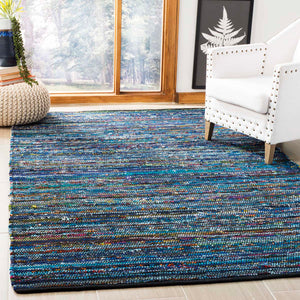 Safavieh Rag Rug Rug Collection RAR250K - Turquoise / Black