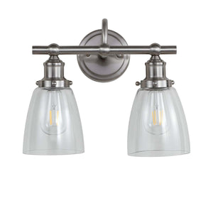 Safavieh Layton Two Light Bathroom Sconce-Brush Nickel/Clear