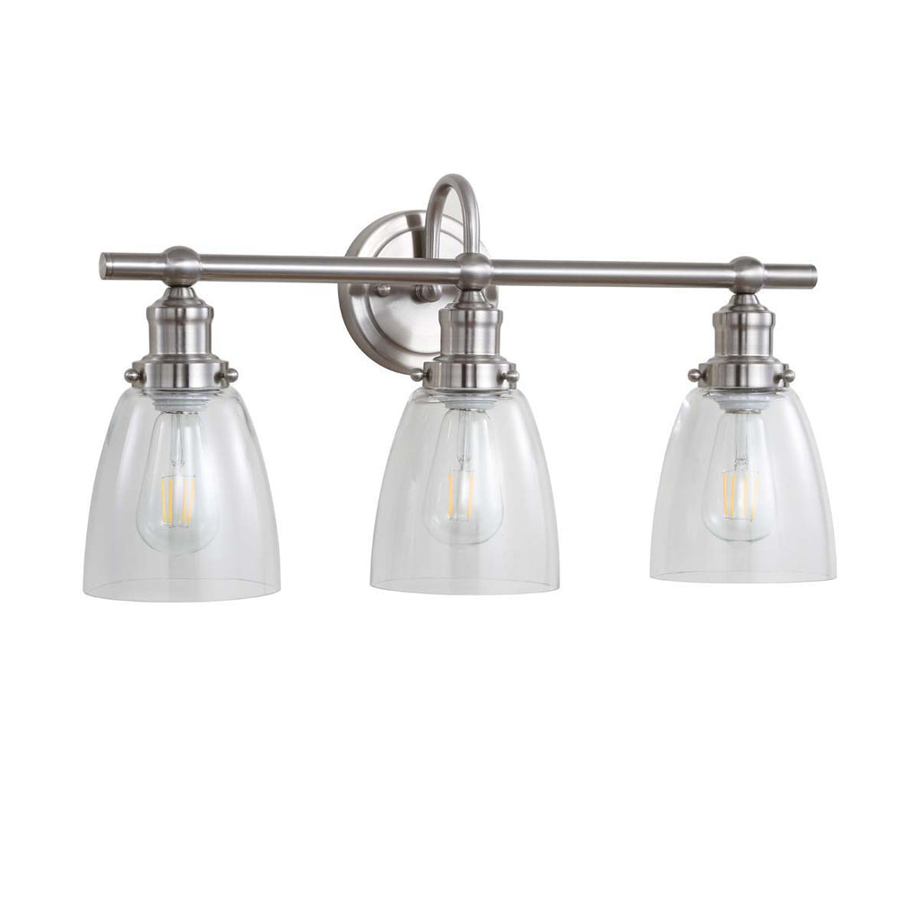 Safavieh Dunes Three Light Bathroom Sconce-Brush Nickel/Clear