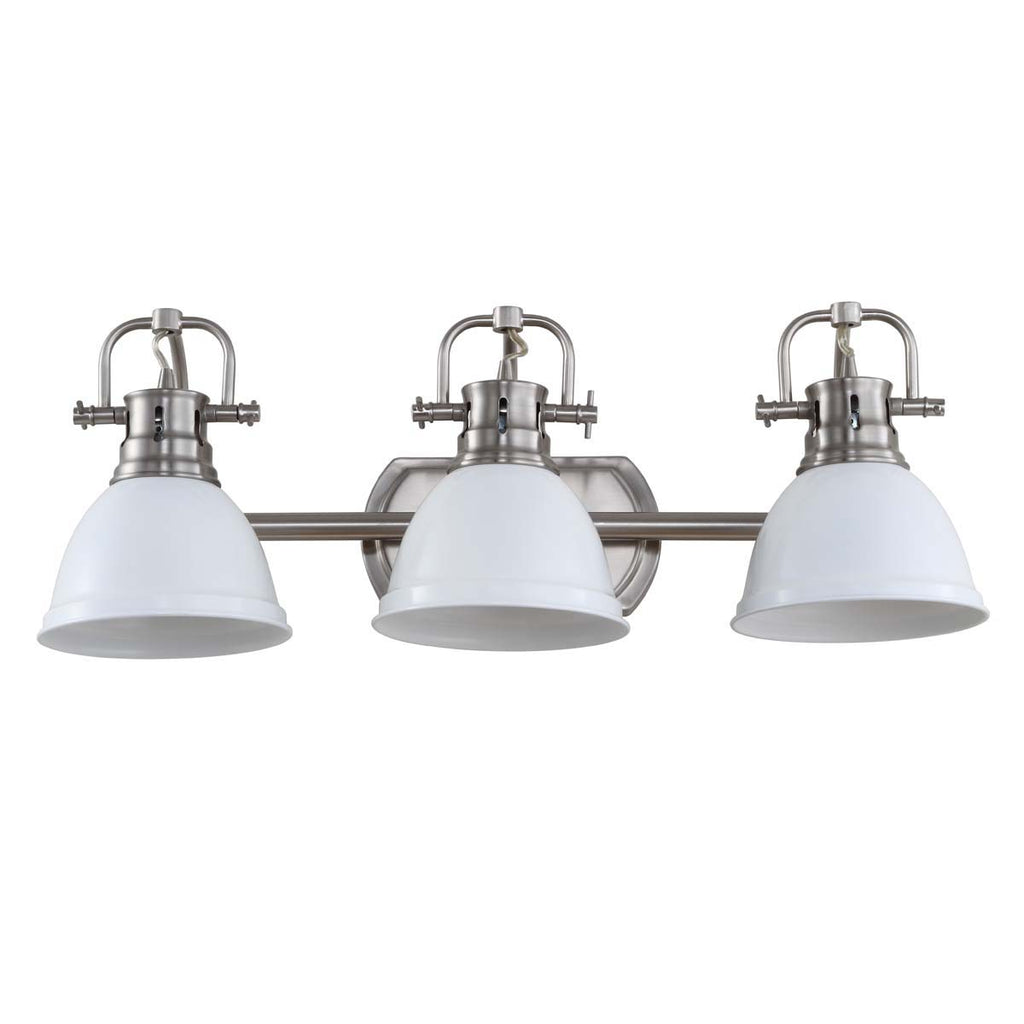Safavieh Roland Three Light Bathroom Sconce-Brush Nickel/White
