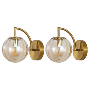 Safavieh Psylla 9.25 Inch Wall Sconce (Set of 2) - Amber / Brass