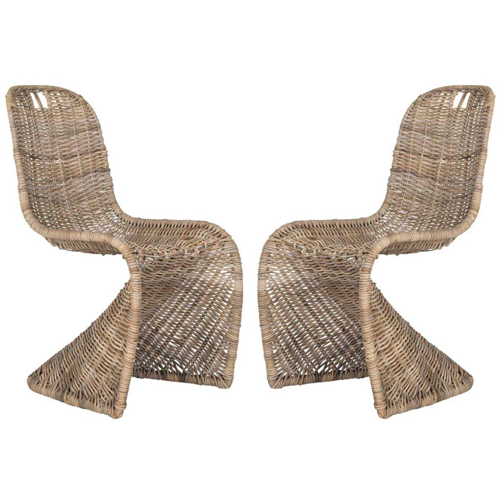 Safavieh Cilombo 19''H Wicker Dining Chair-Grey (Set of 2)