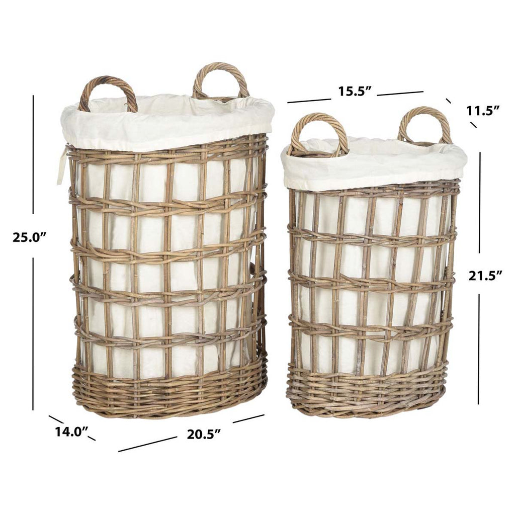 Safavieh Adisa Wicker Storage Hamper - Two In One - Grey