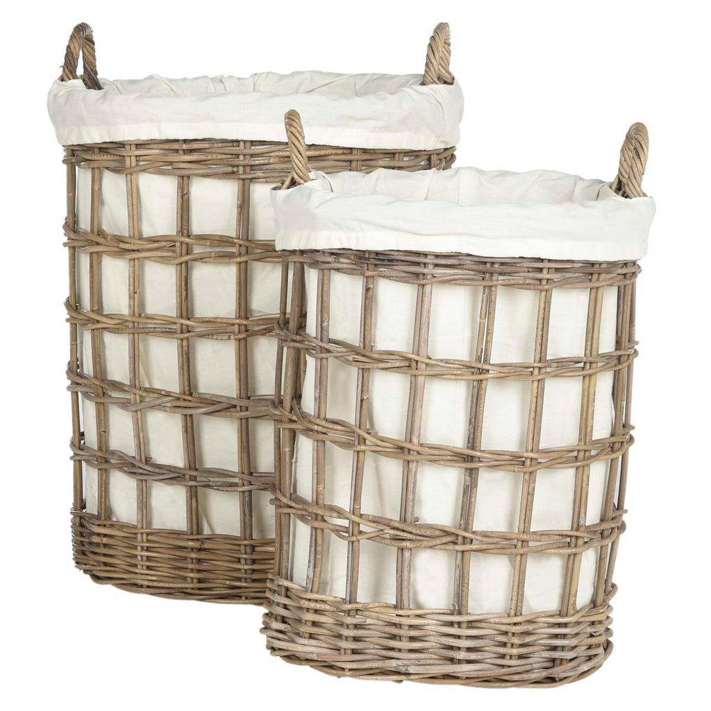 Safavieh Adisa Wicker Storage Hamper - Two In One - Grey