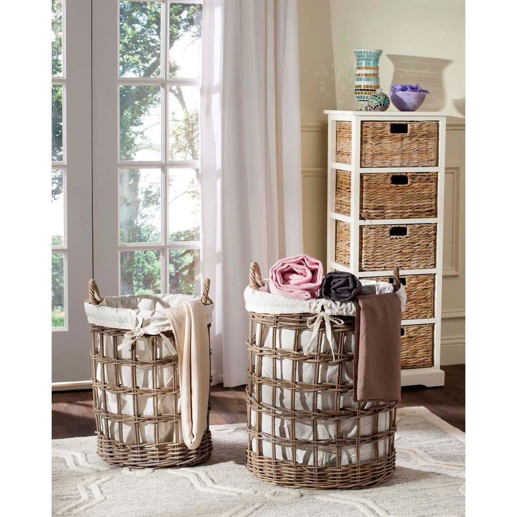 Safavieh Adisa Wicker Storage Hamper - Two In One - Grey