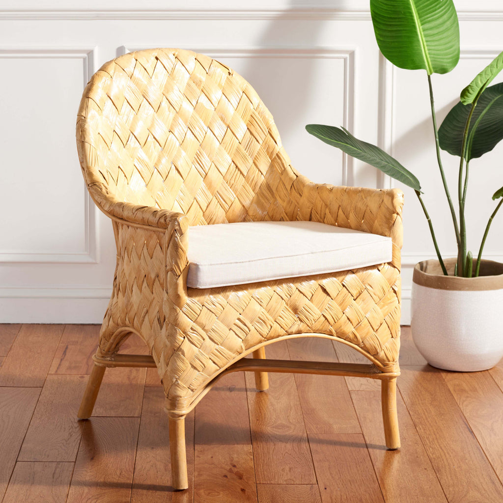 Safavieh Chorus Woven Dining Chair W/ Cushion - Natural / White