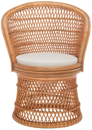 Safavieh Iola Swivel Accent Chair W/ Cushion - Natural / White