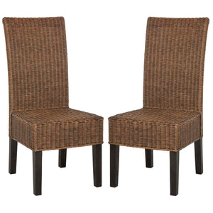 Safavieh Arjun 18''H Wicker Dining Chair-Brown/Multi (Set of 2)