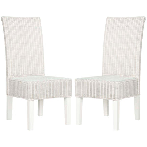 Safavieh Arjun 18''H Wicker Dining Chair-White (Set of 2)